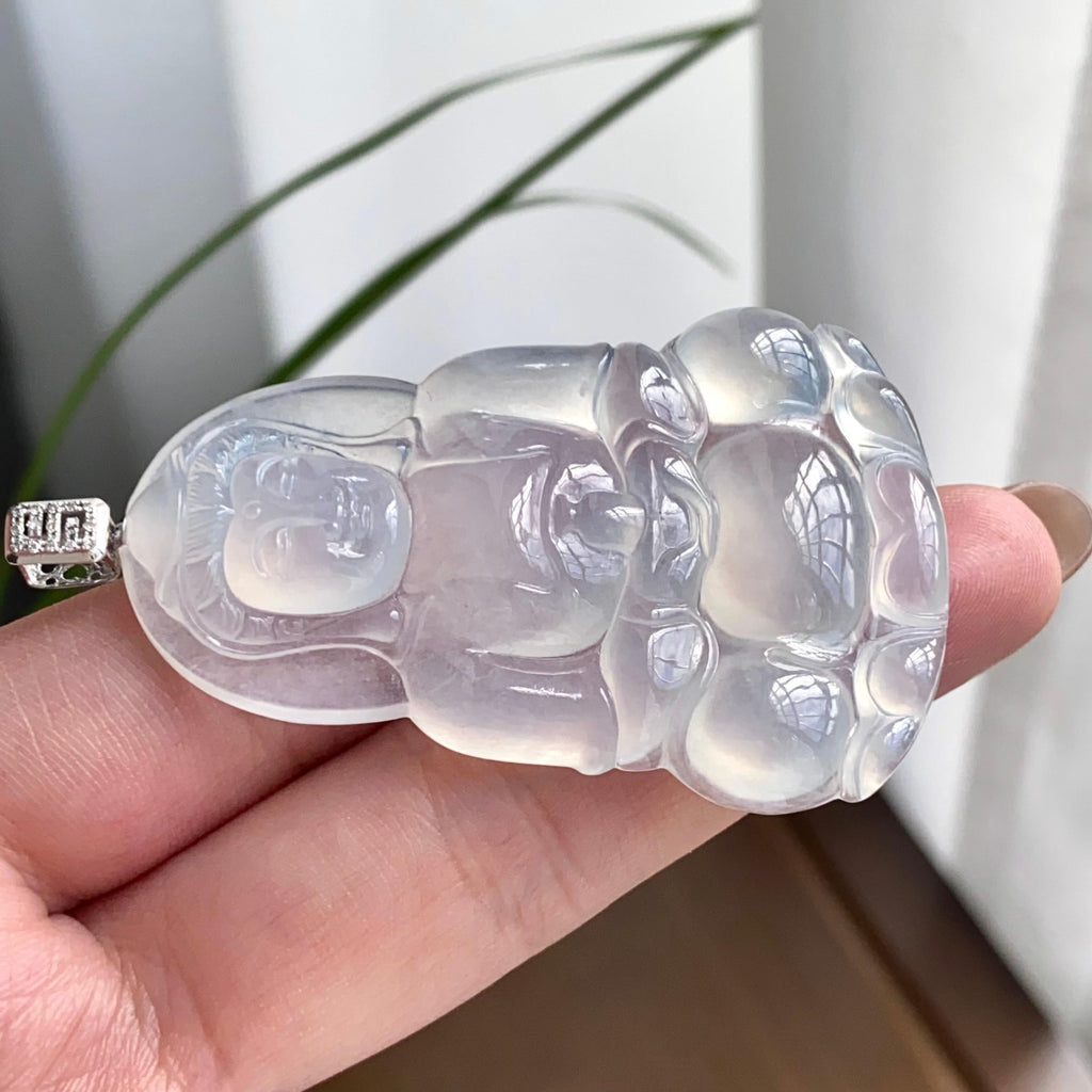 18k金钻镶冰种白月光观音吊坠（yc262753）