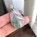 18k金钻镶冰种飘花玉叶吊坠（yc263896）