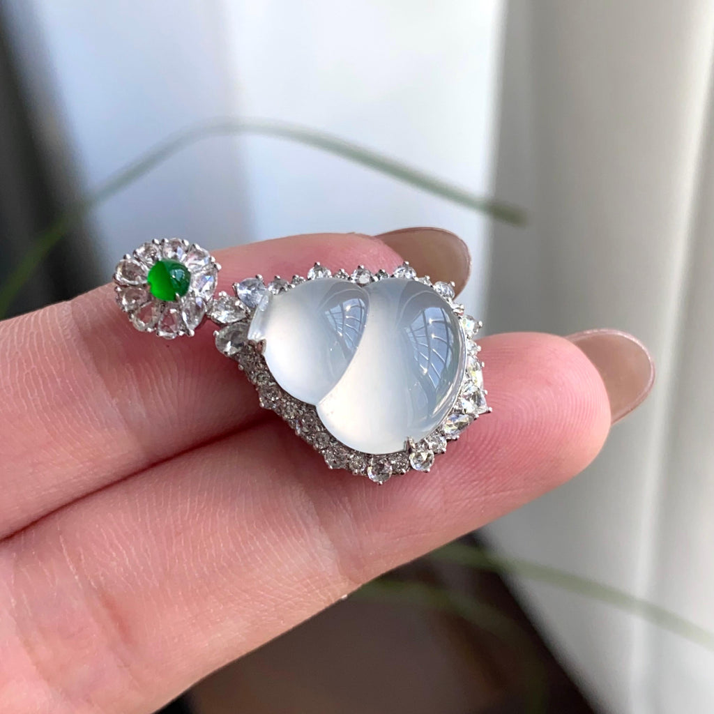 18k金钻镶冰种白月光葫芦吊坠（yc263880）