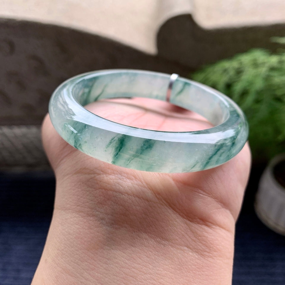冰种飘花平安镯（54.8mm）（yc097822）