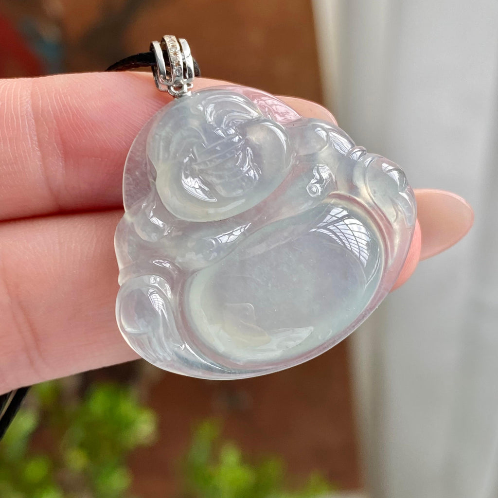 18k金钻镶冰种晴底佛公吊坠（yc230913）