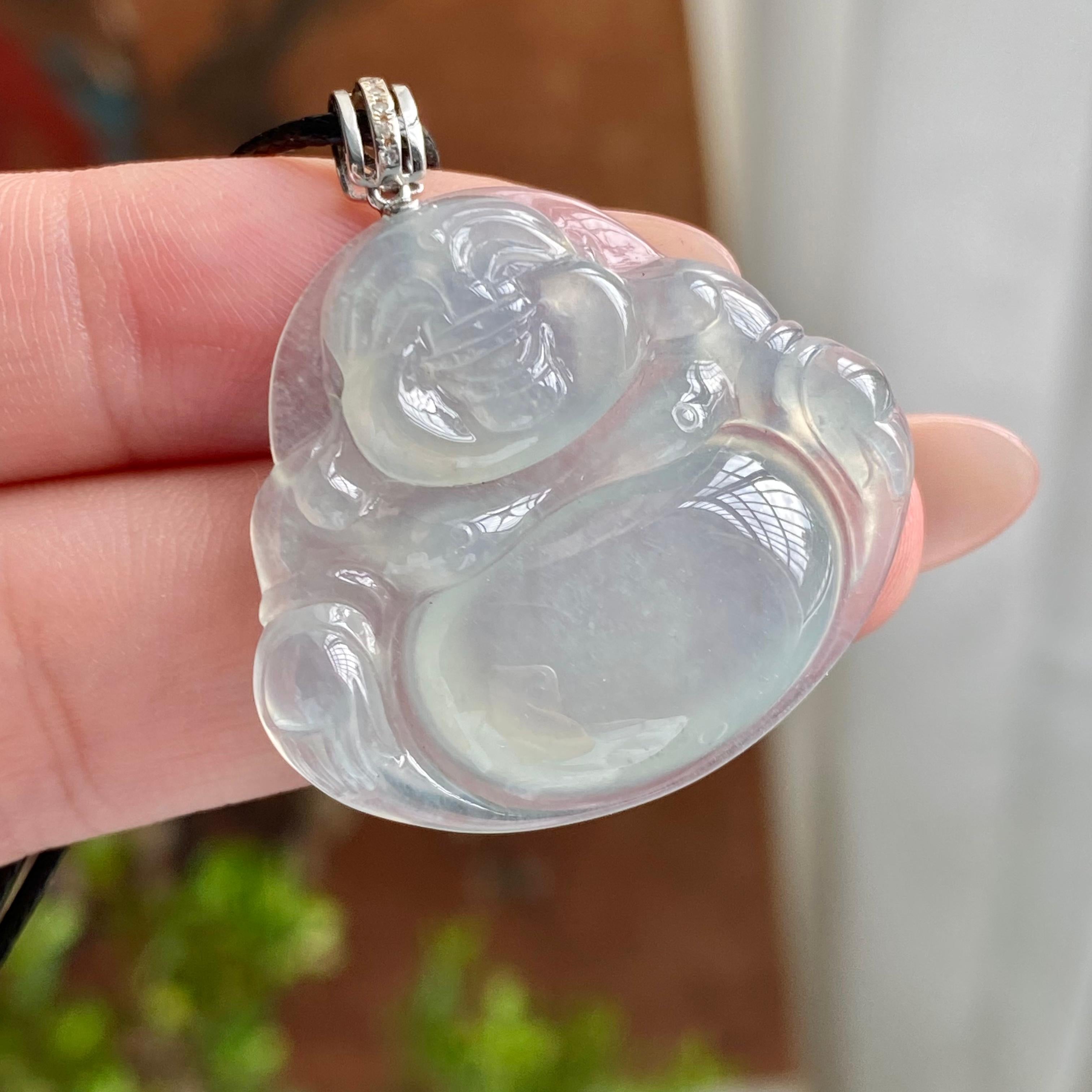 18k金钻镶冰种晴底佛公吊坠（yc230913）