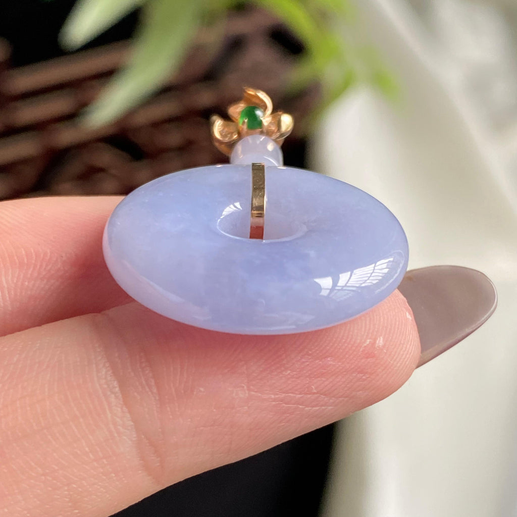 18k金钻镶细糯种紫罗兰甜甜圈吊坠（yc197327）