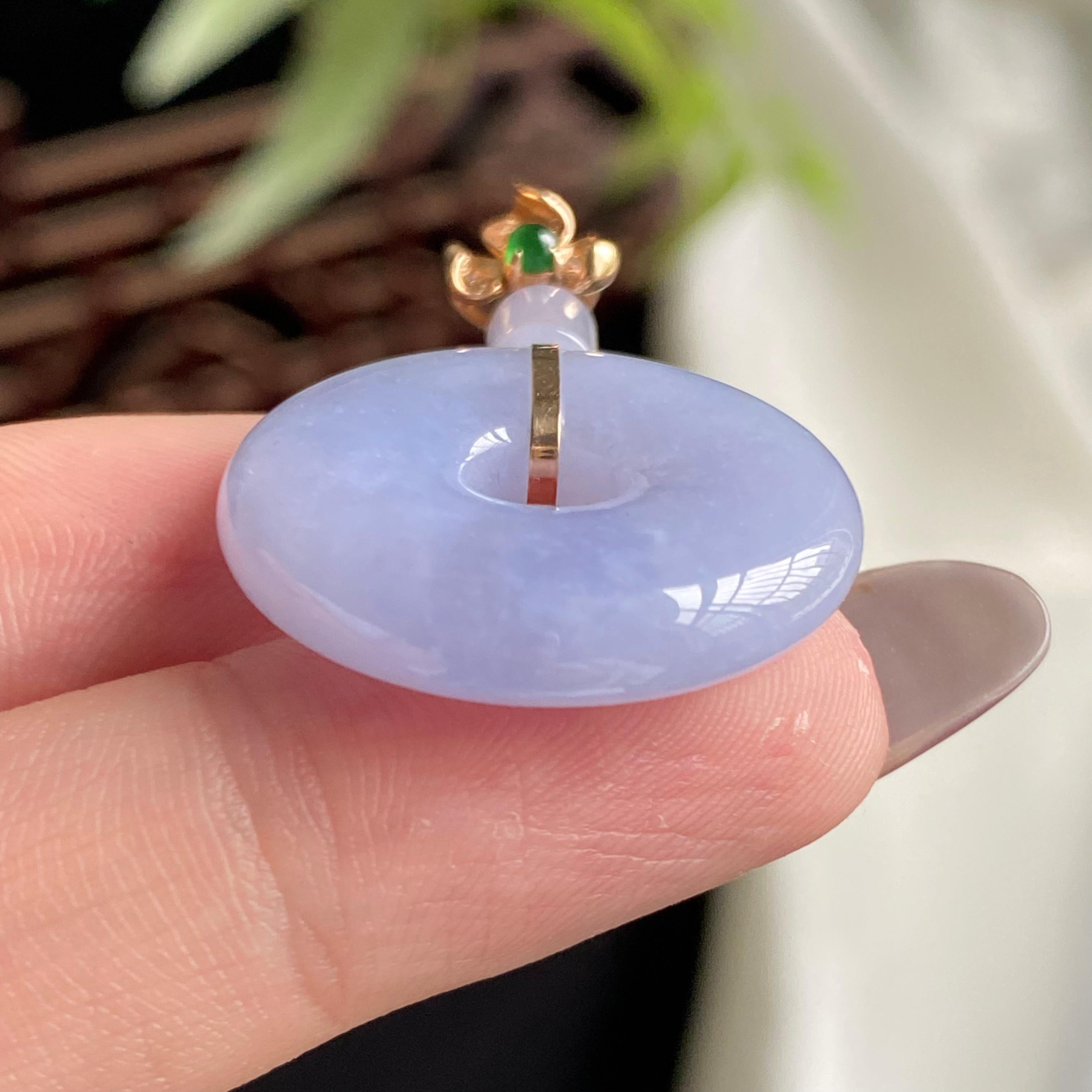 18k金钻镶细糯种紫罗兰甜甜圈吊坠（yc197327）