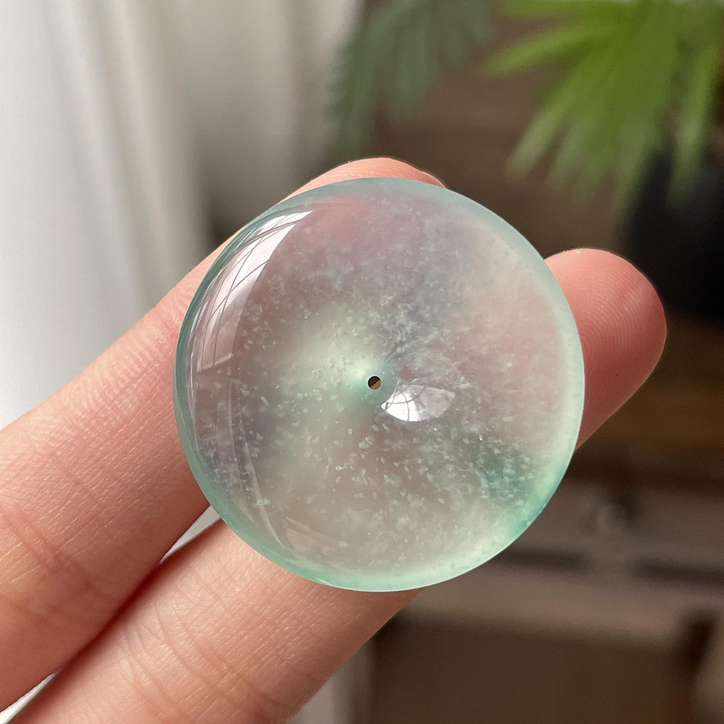冰种雪花棉飘绿平安扣吊坠（yc711250）