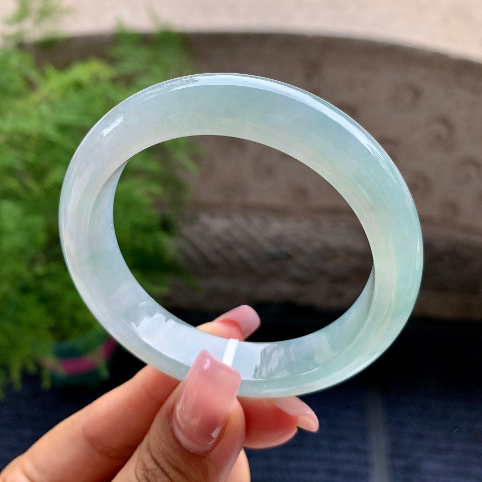 糯冰种蓝晴水平安镯（54.2mm）（yc106761）