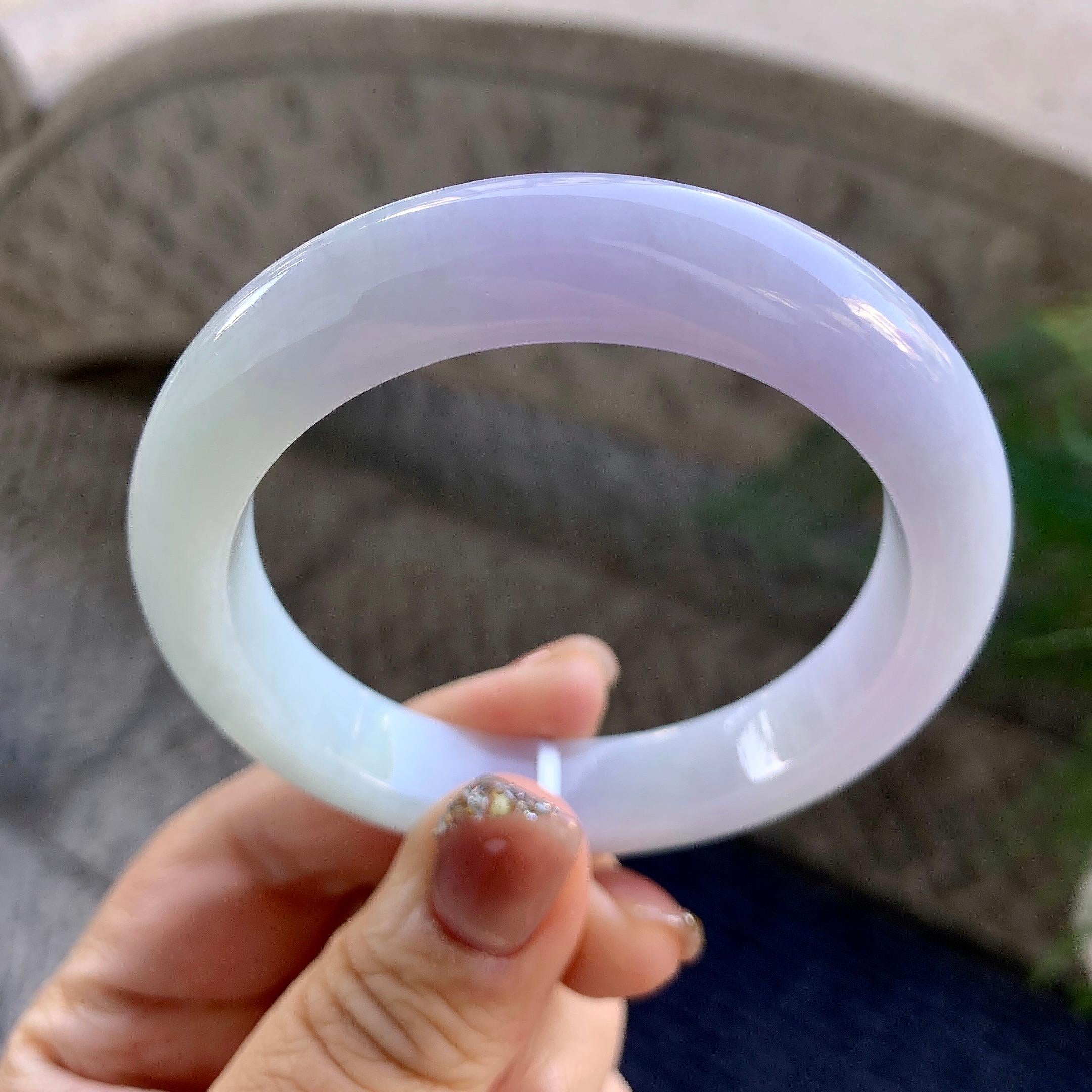 细糯种淡紫罗兰平安镯（54.5mm）（yc276205）