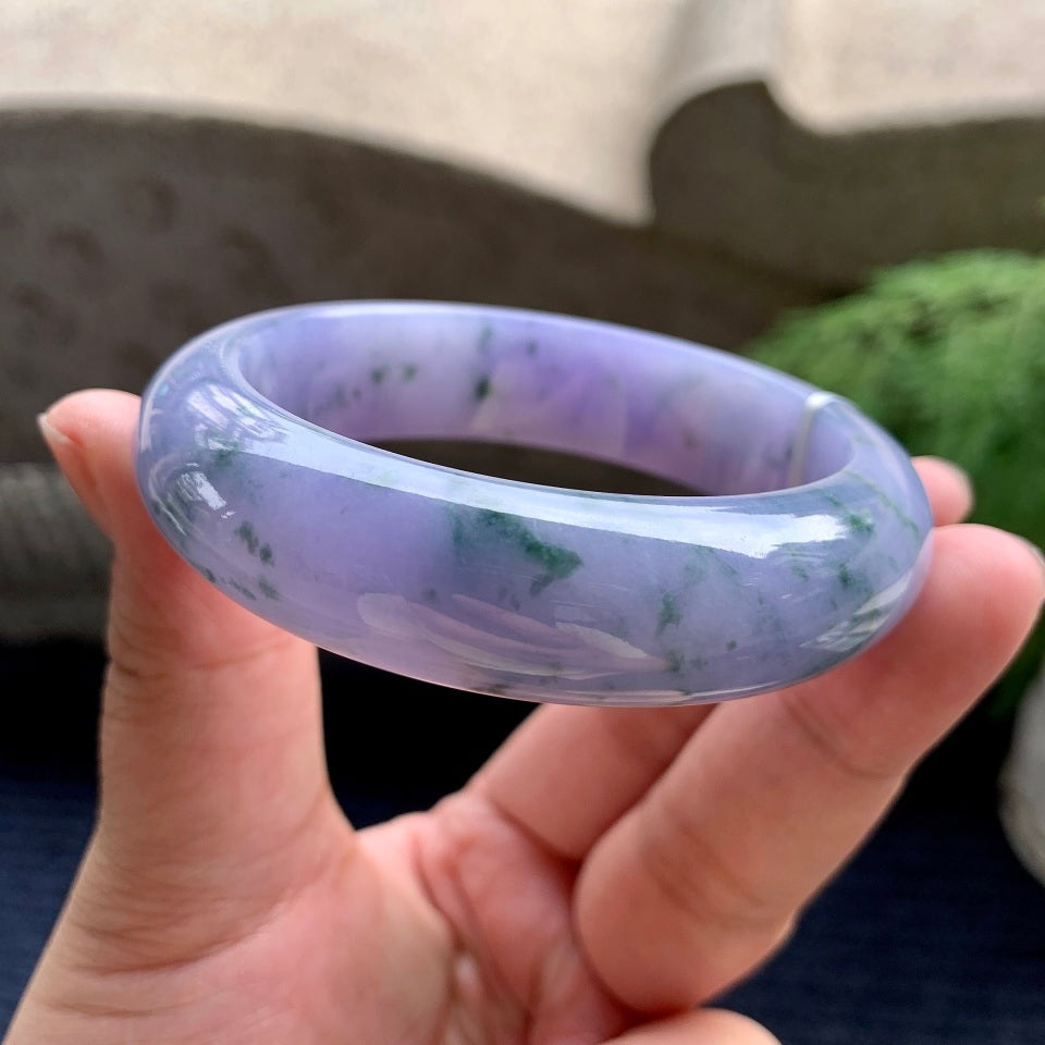 细糯种紫罗兰飘花平安镯（57.2mm）（yc107774）