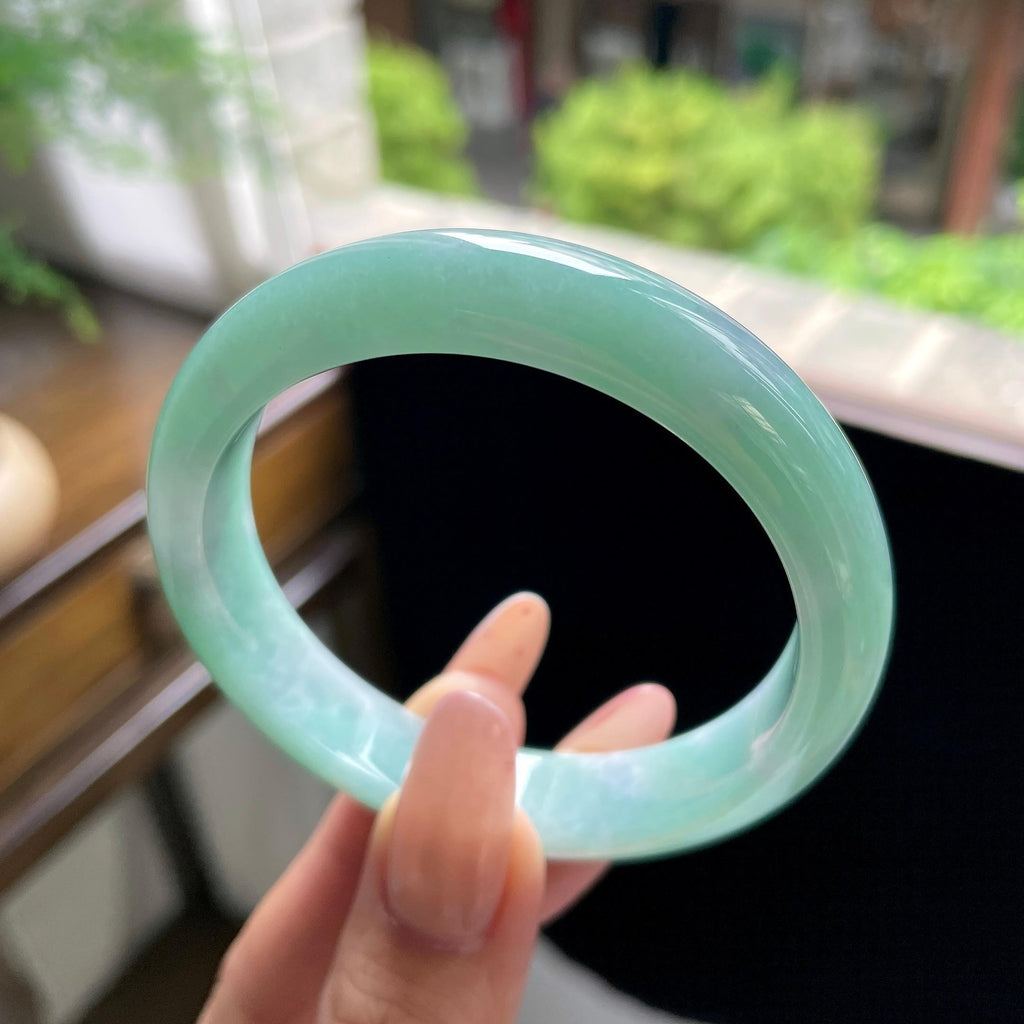 细糯种果绿正圈平安镯 56圈（yc709481）