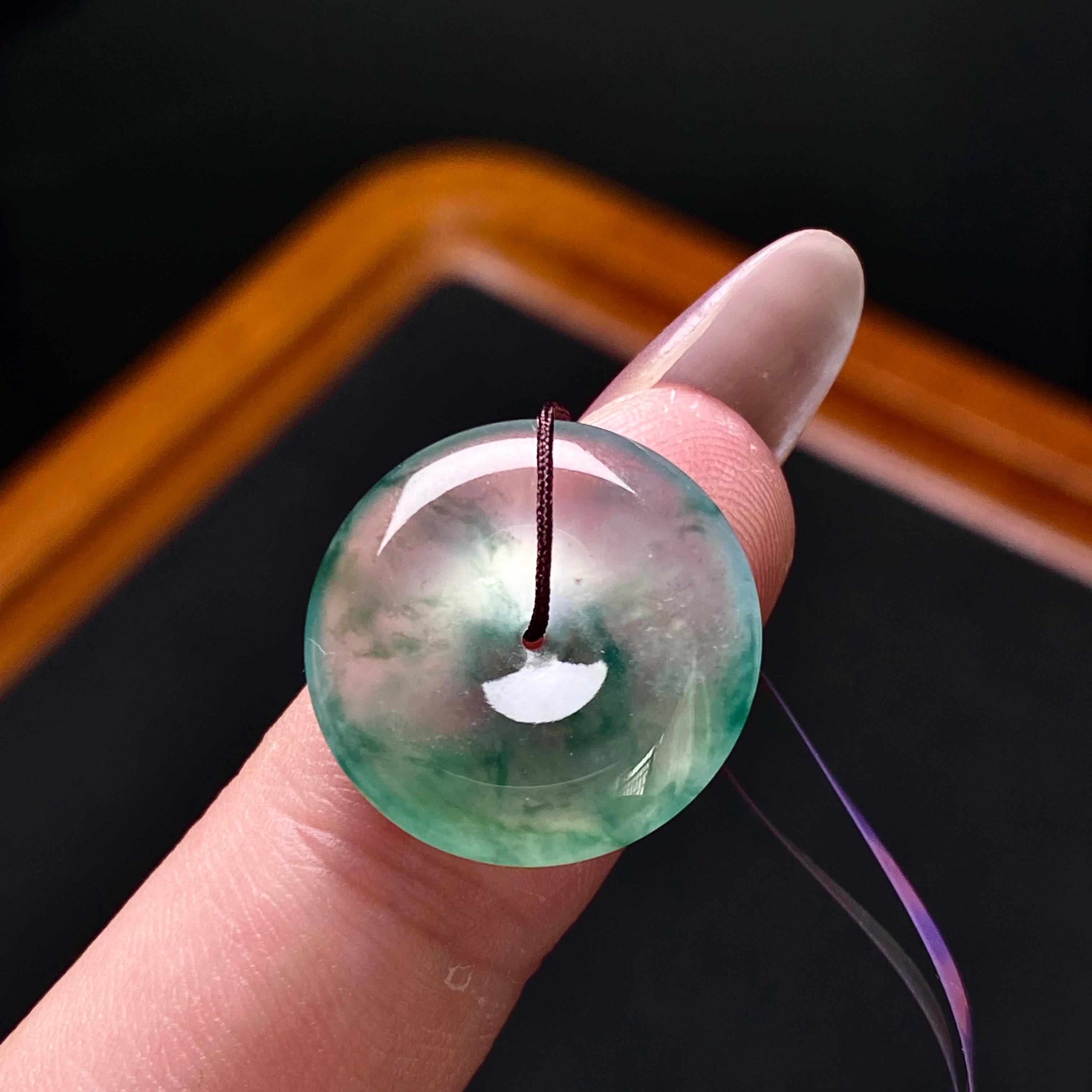 高冰种飘花平安扣吊坠（yc202317）