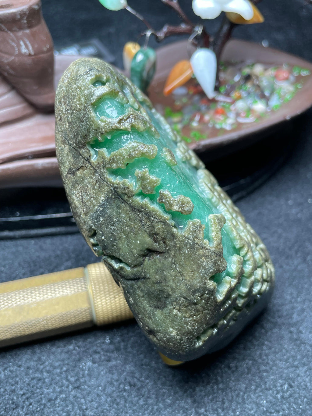 后江开窗果绿晴牌子料（yc538225）