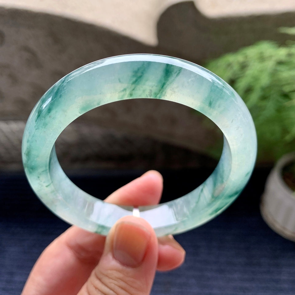 冰种飘花平安镯（54.8mm）（yc097822）