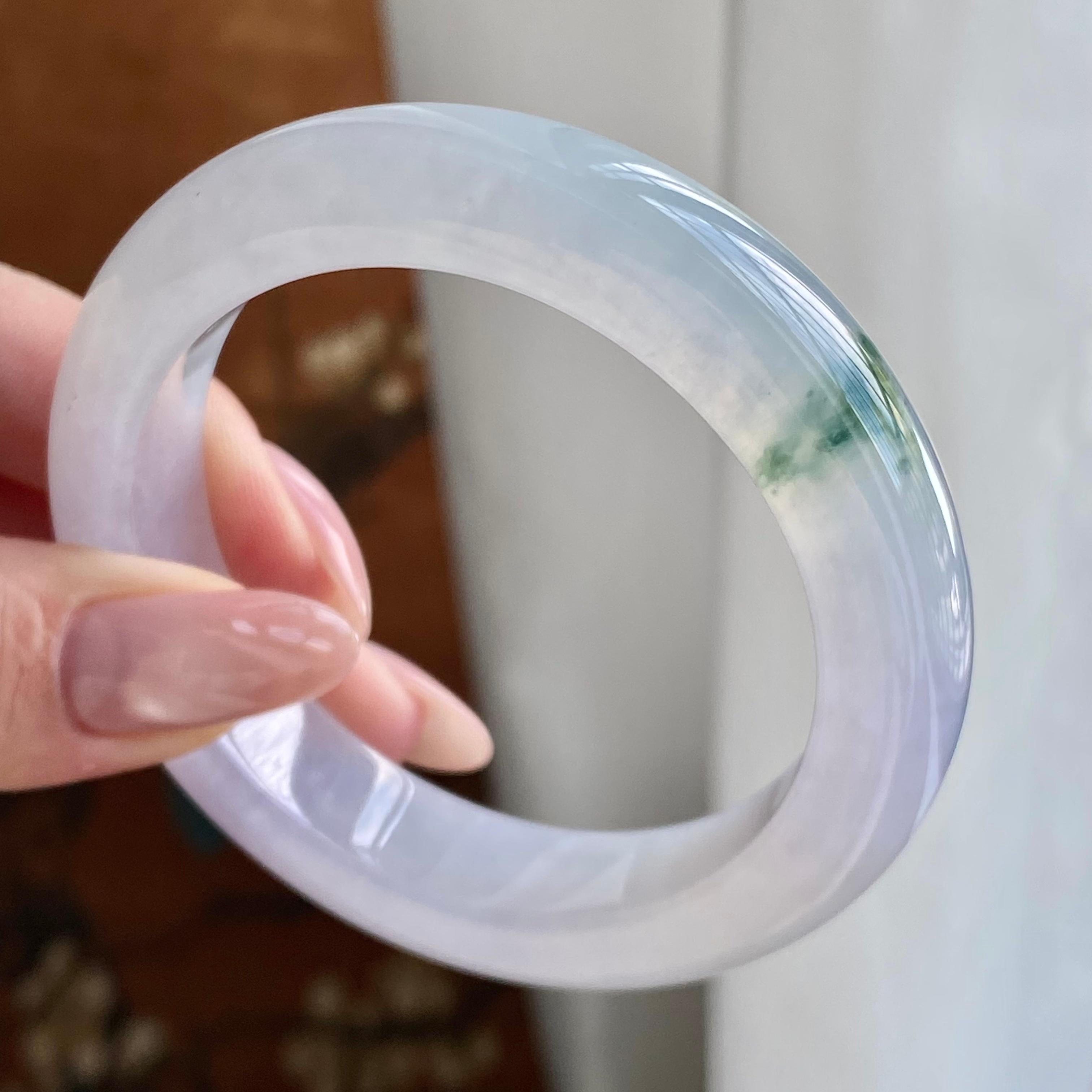 冰种淡春彩飘花平安镯（54圈）（yc228988）