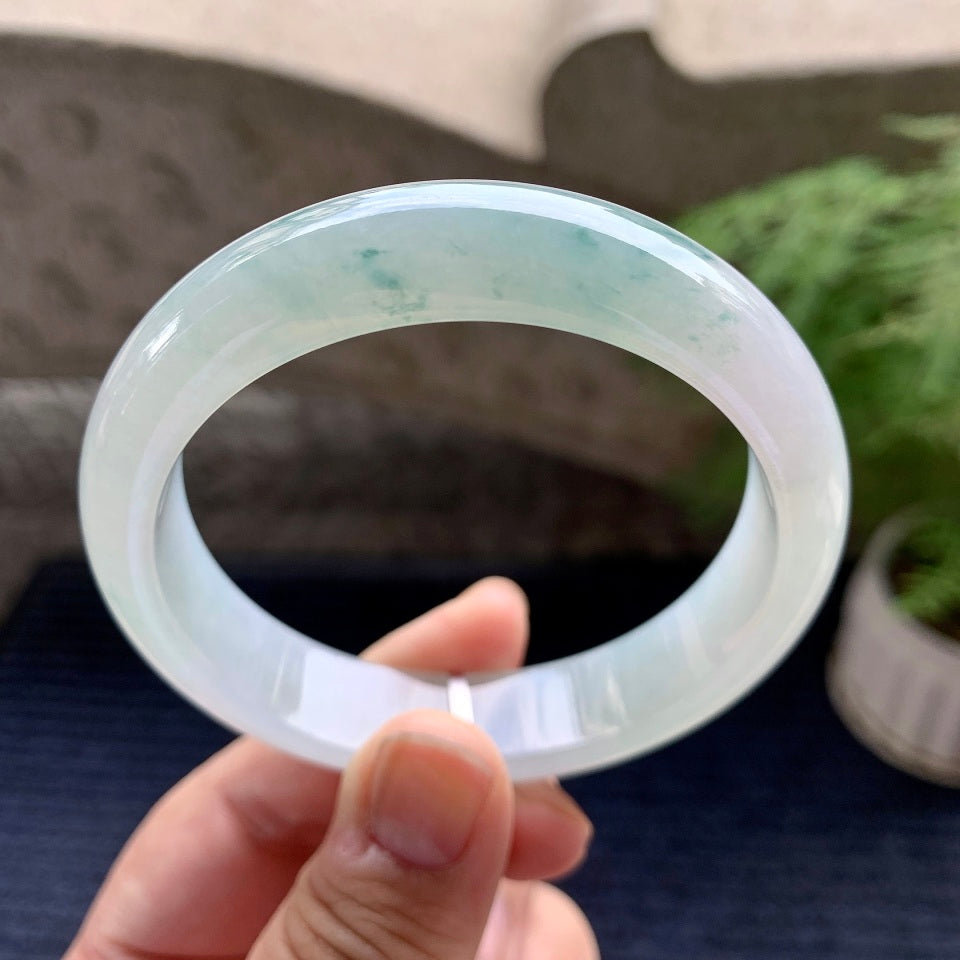 糯冰种飘花平安镯（58mm）（yc098153）