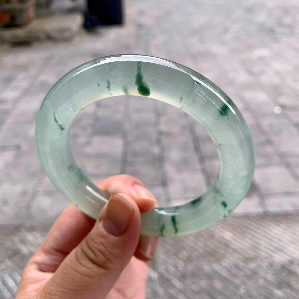 高冰飘花圆条手镯（57.3mm）（yc168593）