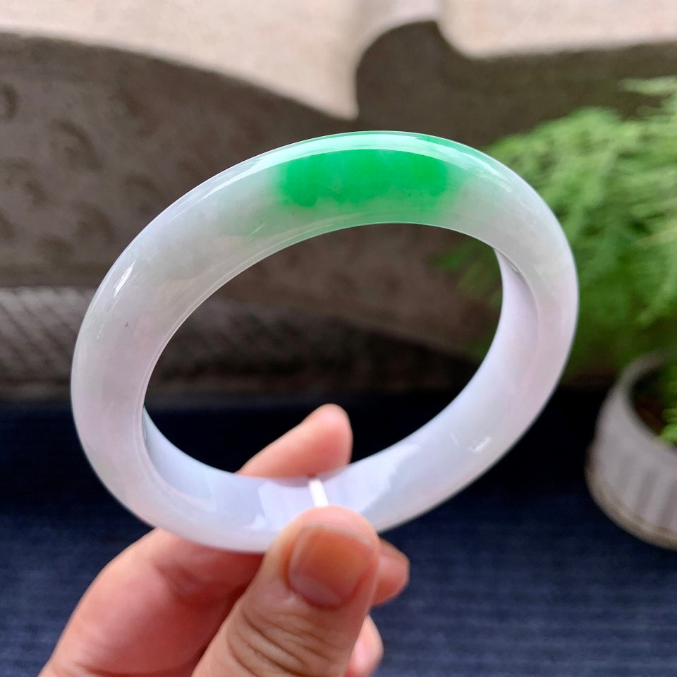 细糯种飘阳绿平安镯（59.8mm）（yc097818）