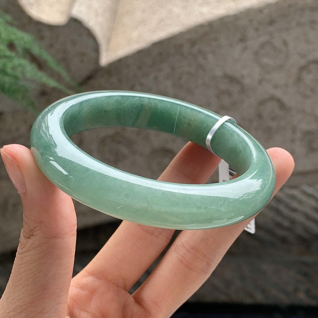 细糯种 湖水绿正圈平安镯 59.2圈 天然缅甸A货翡翠（yc701295）