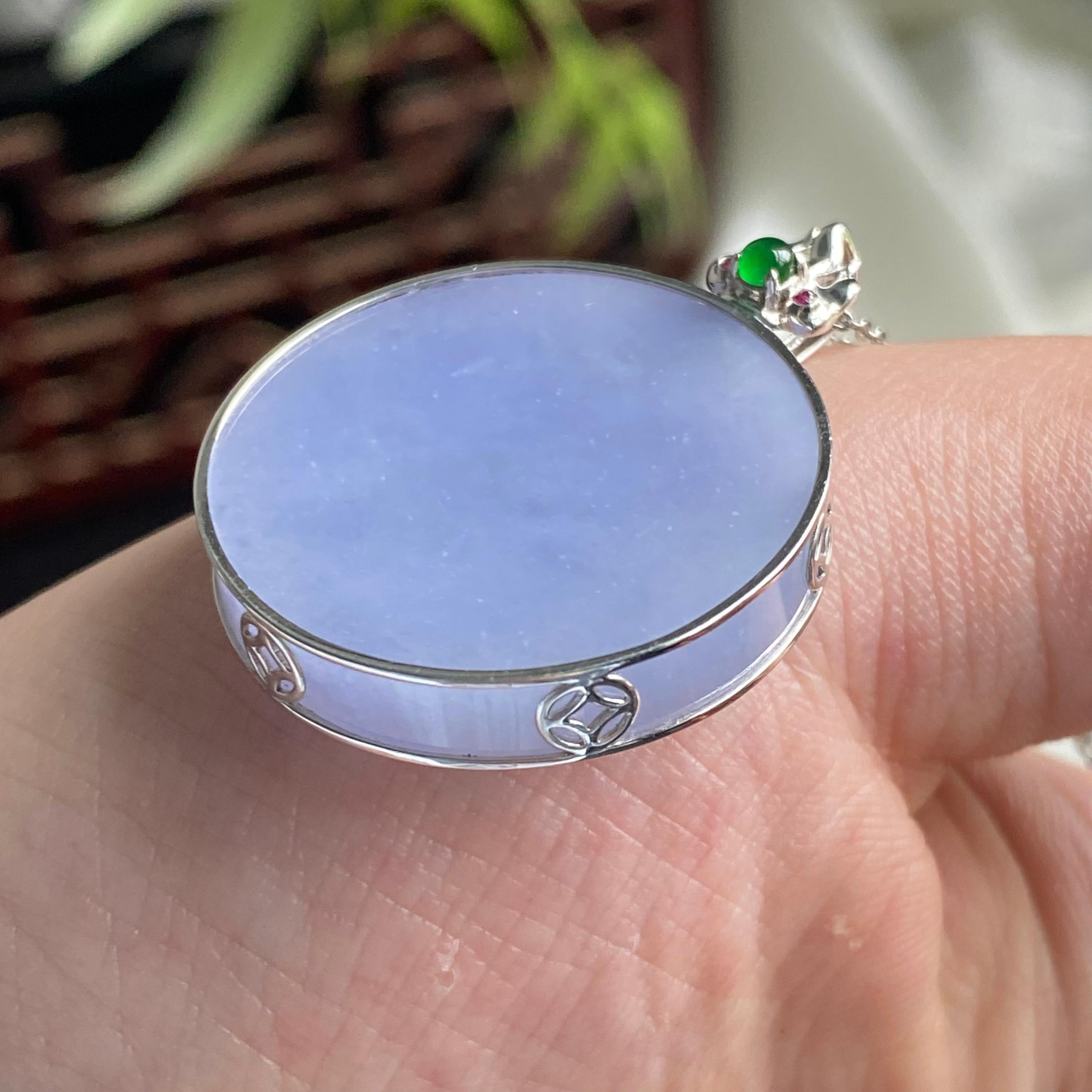 18k金钻镶细糯种紫罗兰圆牌吊坠（yc197331）