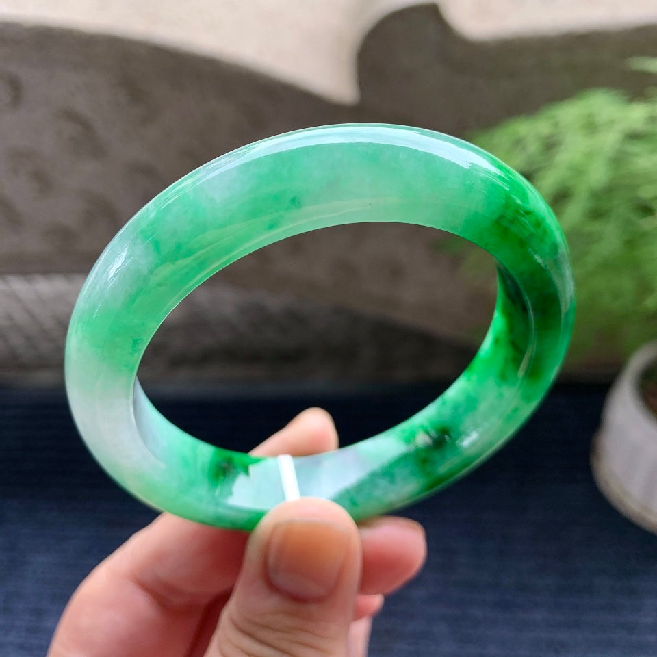 细糯种飘阳绿平安镯（56mm）（yc097824）