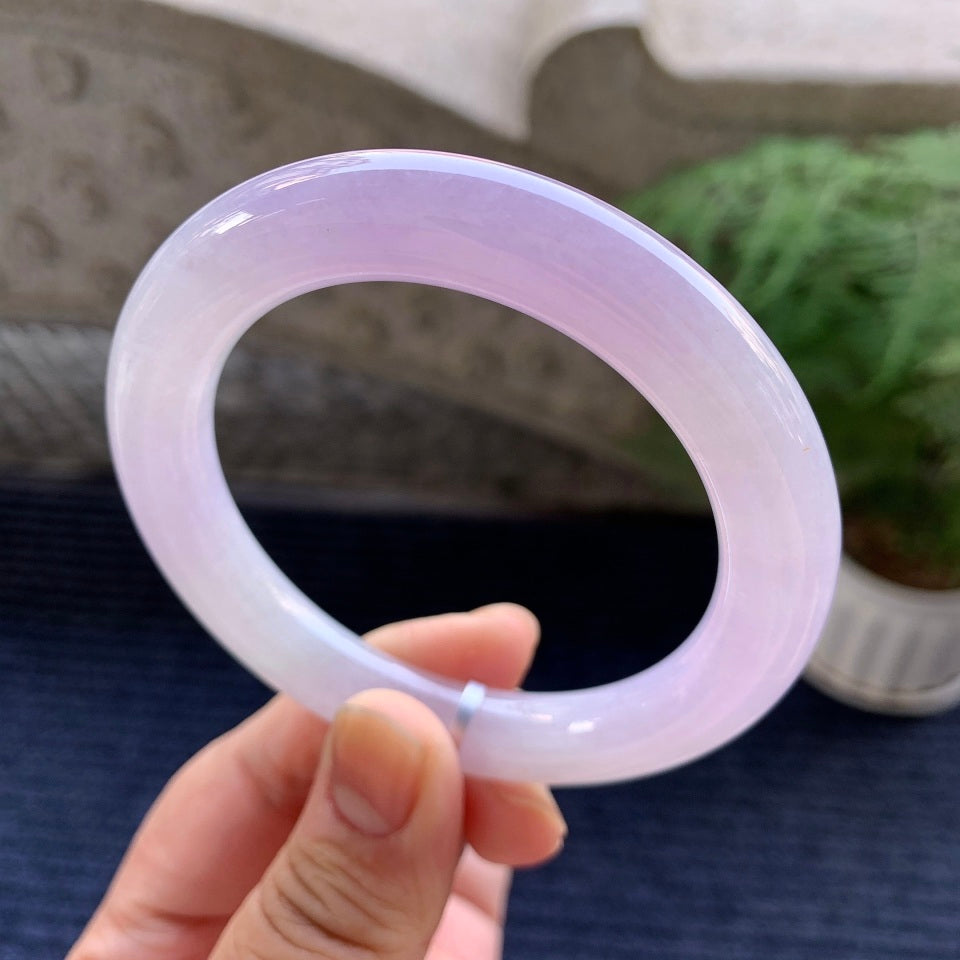 糯冰种紫罗兰圆条手镯（56.4mm）（yc079322）