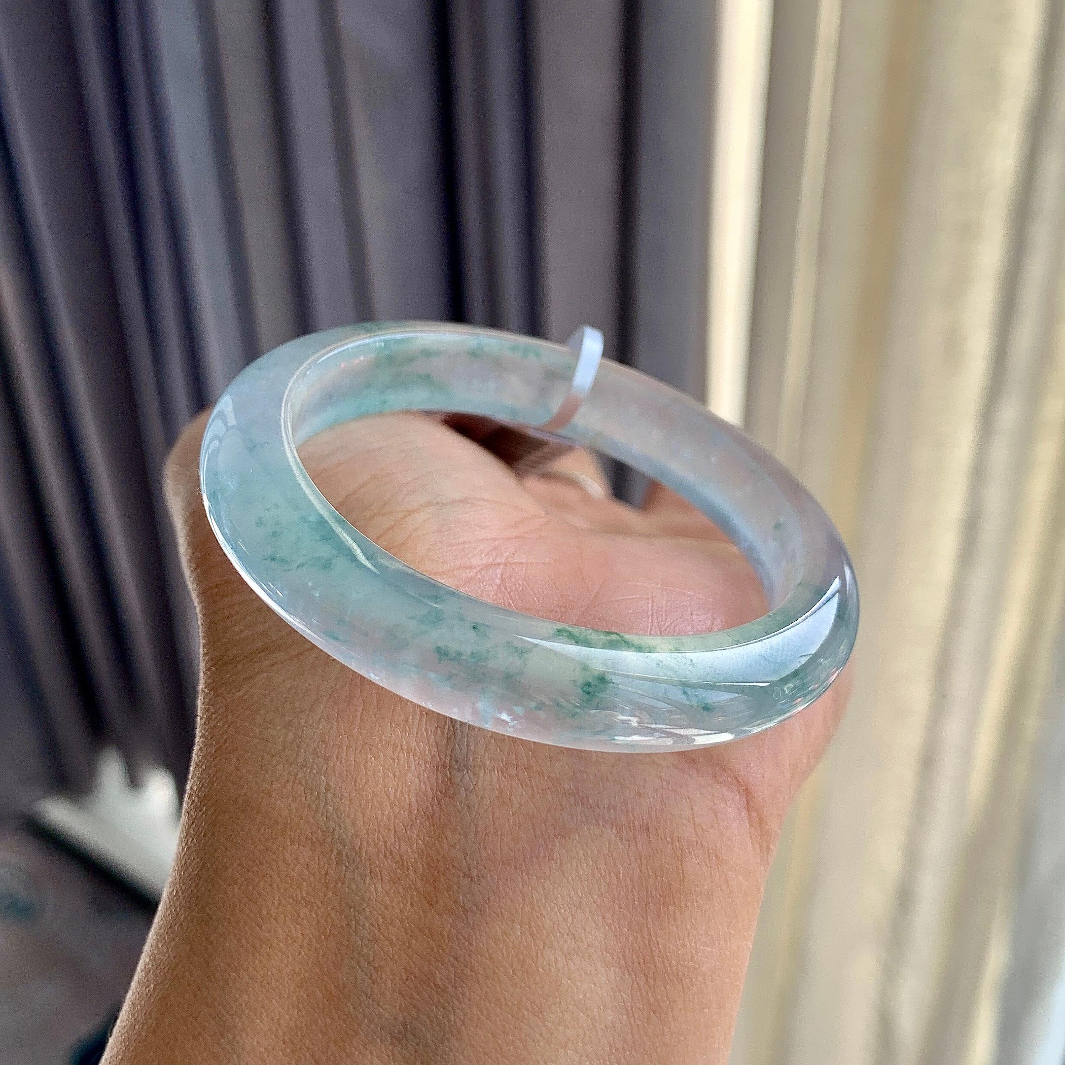 高冰种飘花平安镯（48.8mm）（yc277891）