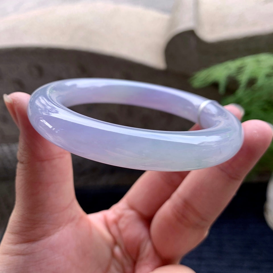 糯冰种紫罗兰圆条手镯（59mm）（yc096585）