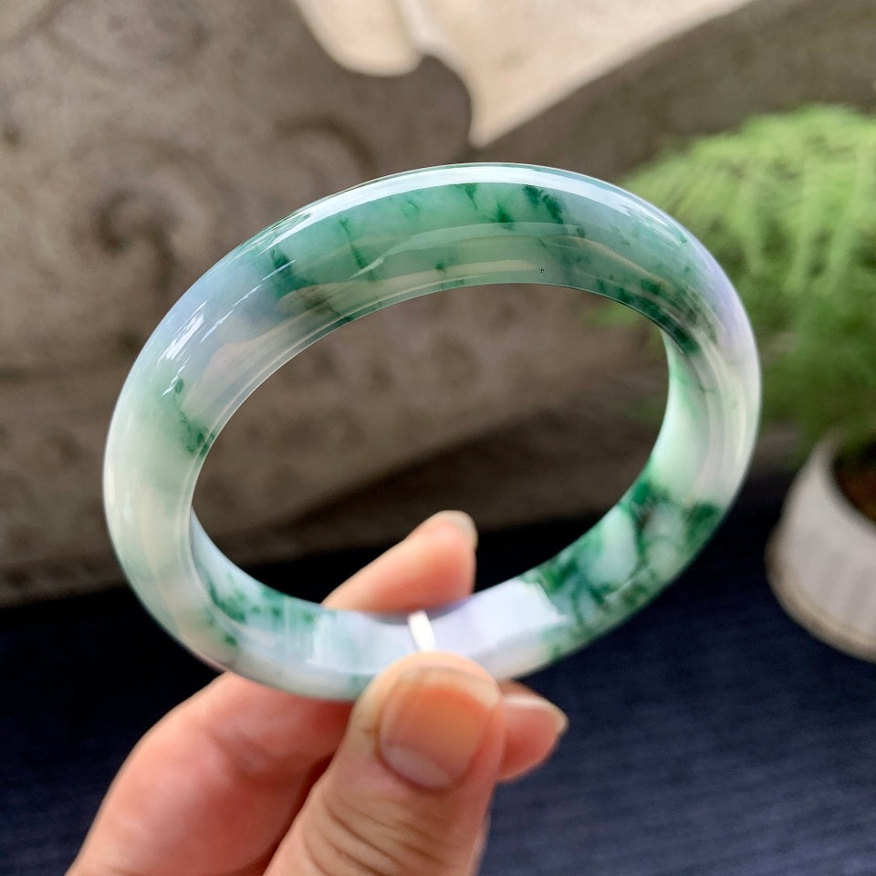 细糯种紫罗兰飘花平安镯（57mm）（yc090968）