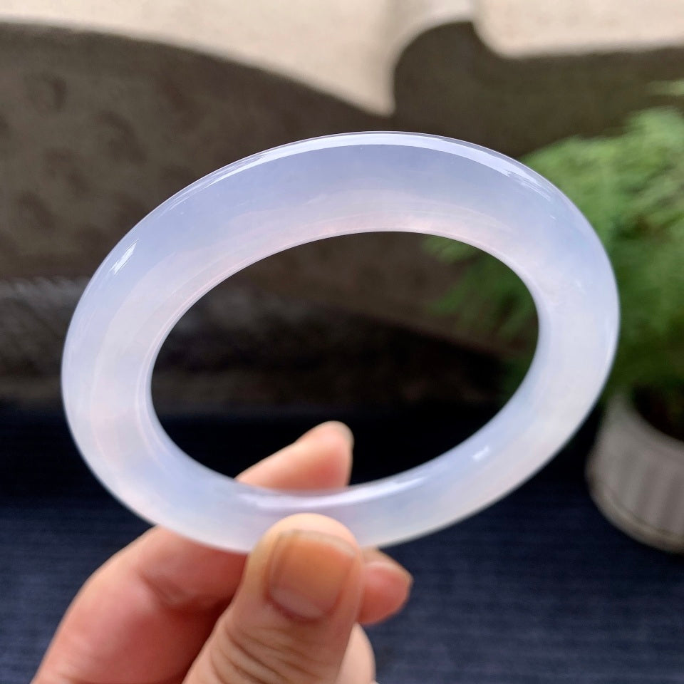 糯冰种淡紫罗兰圆条手镯（56mm）（yc101272）