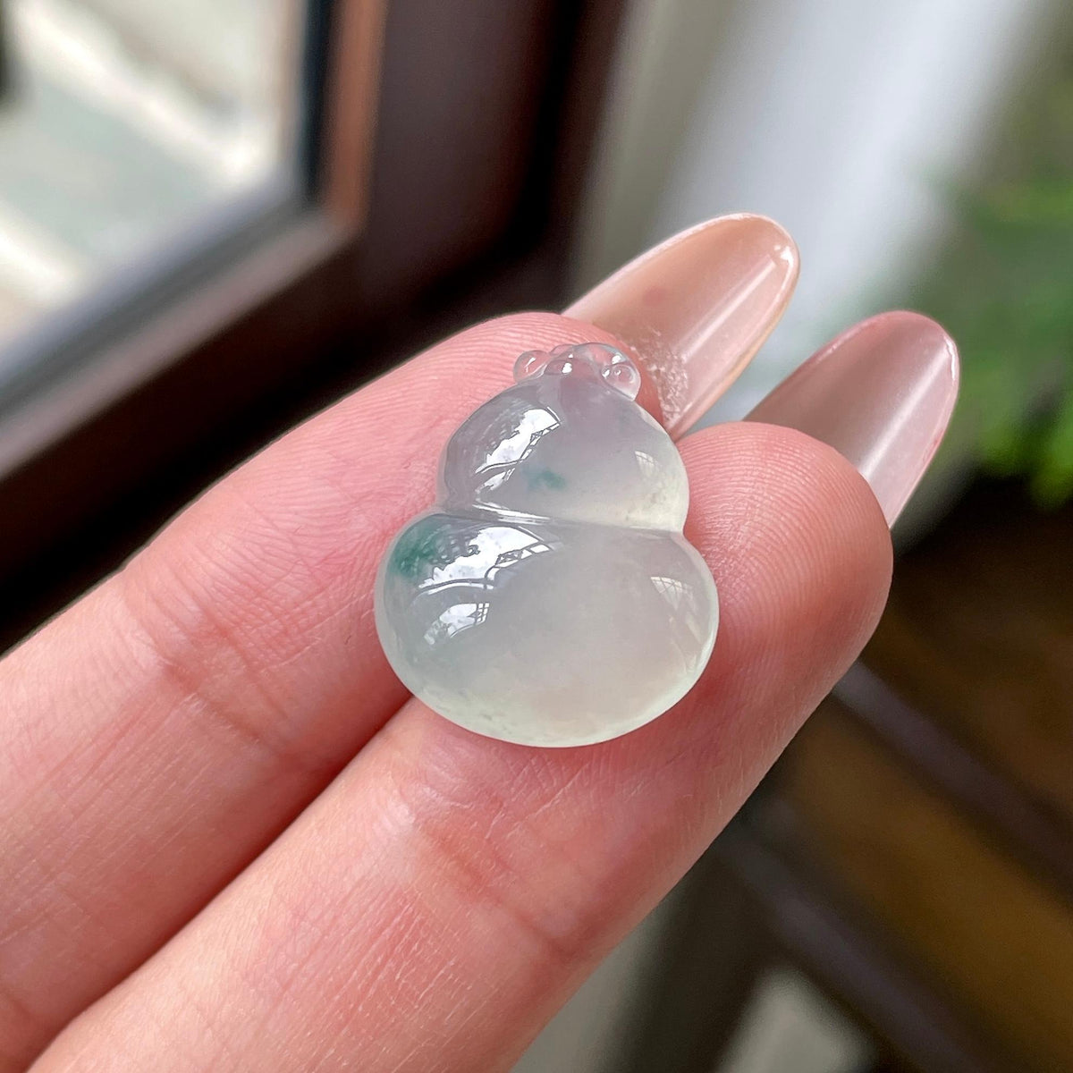 糯冰种飘花葫芦吊坠 天然缅甸A货翡翠（yc694818）