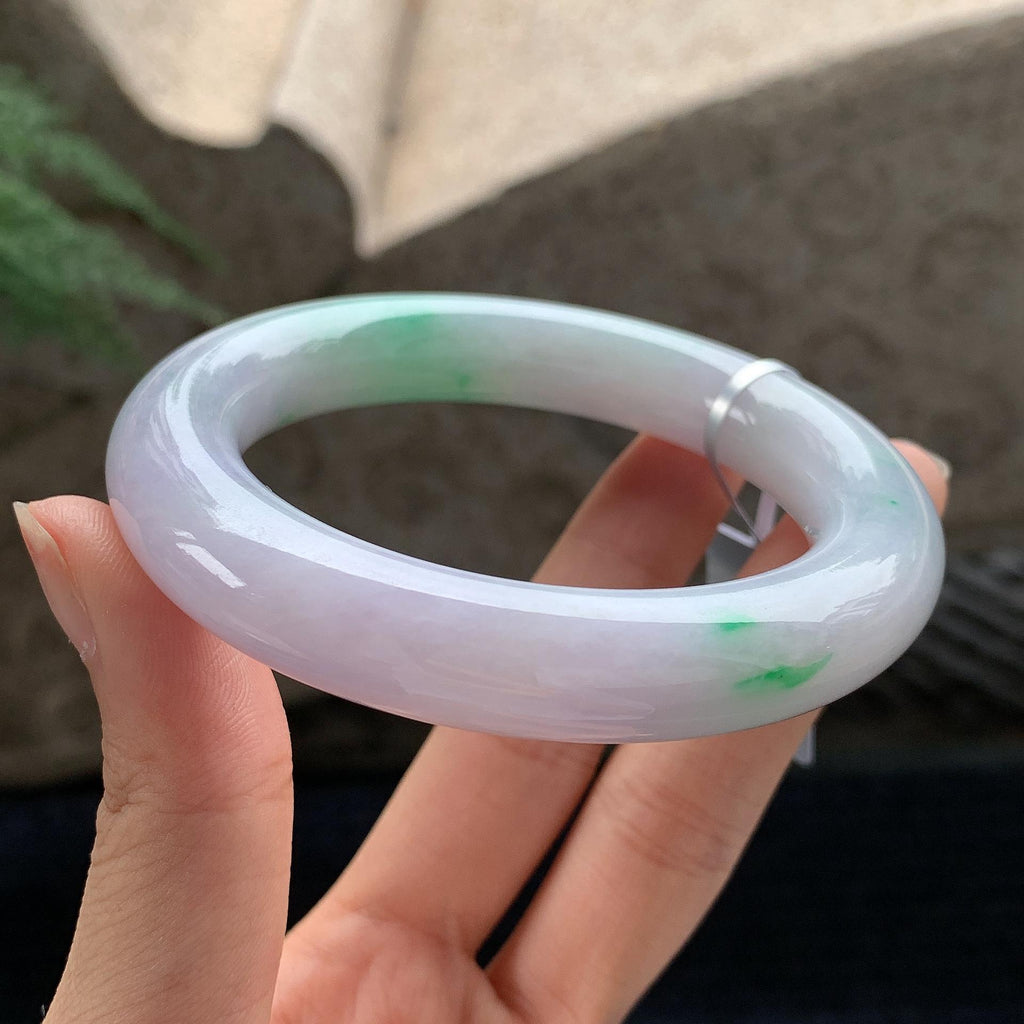 细糯种春彩圆条手镯 54圈 天然A货缅甸翡翠（yc694799）