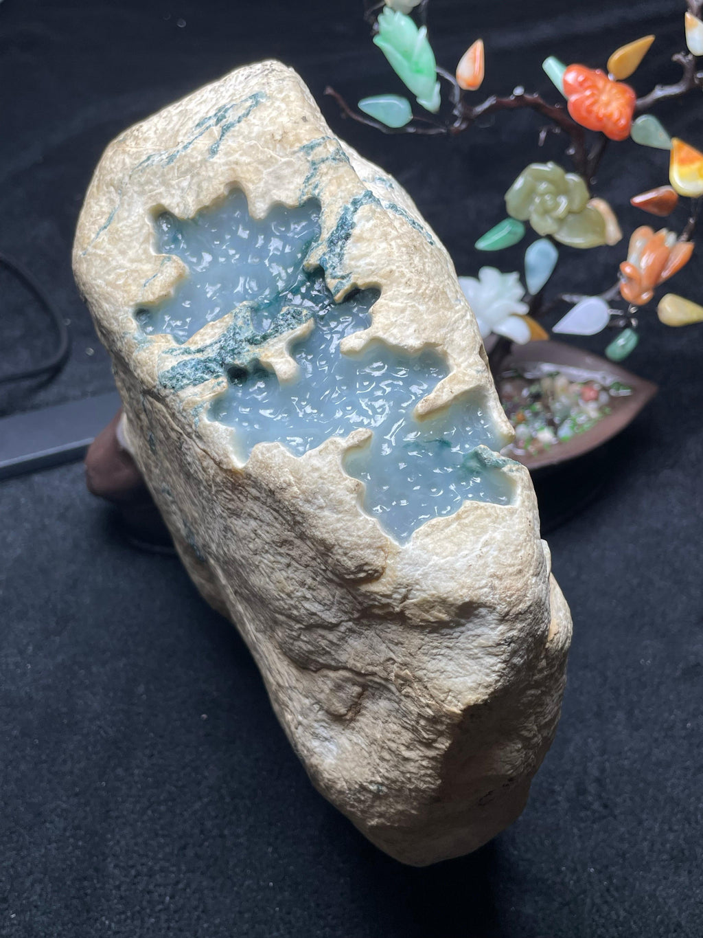 木那冰胶飘花开窗手镯料（yc694550）