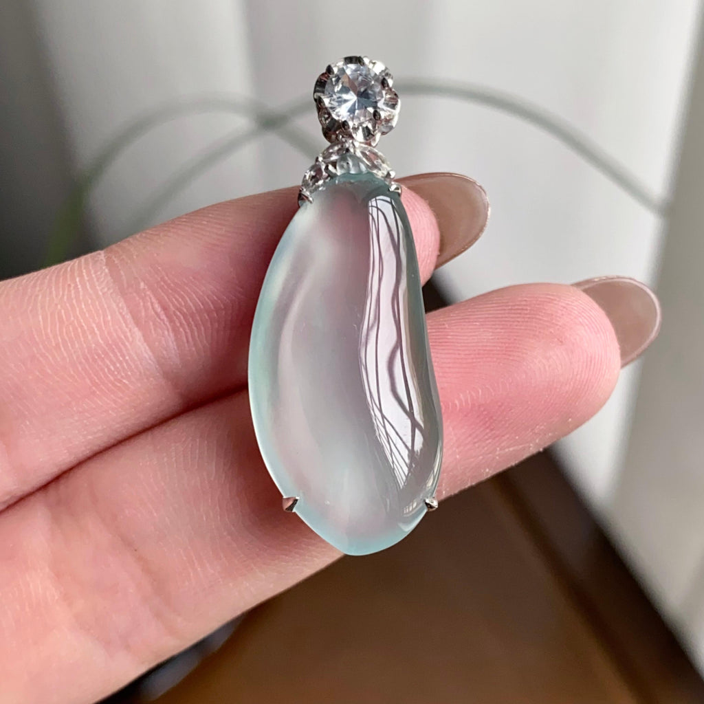 18k金钻镶冰玻种晴底福瓜吊坠（yc260820）