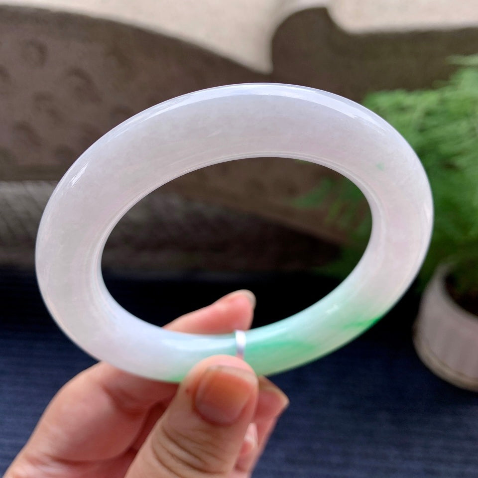 细糯种飘阳绿圆条手镯（58.3mm）（yc107275）