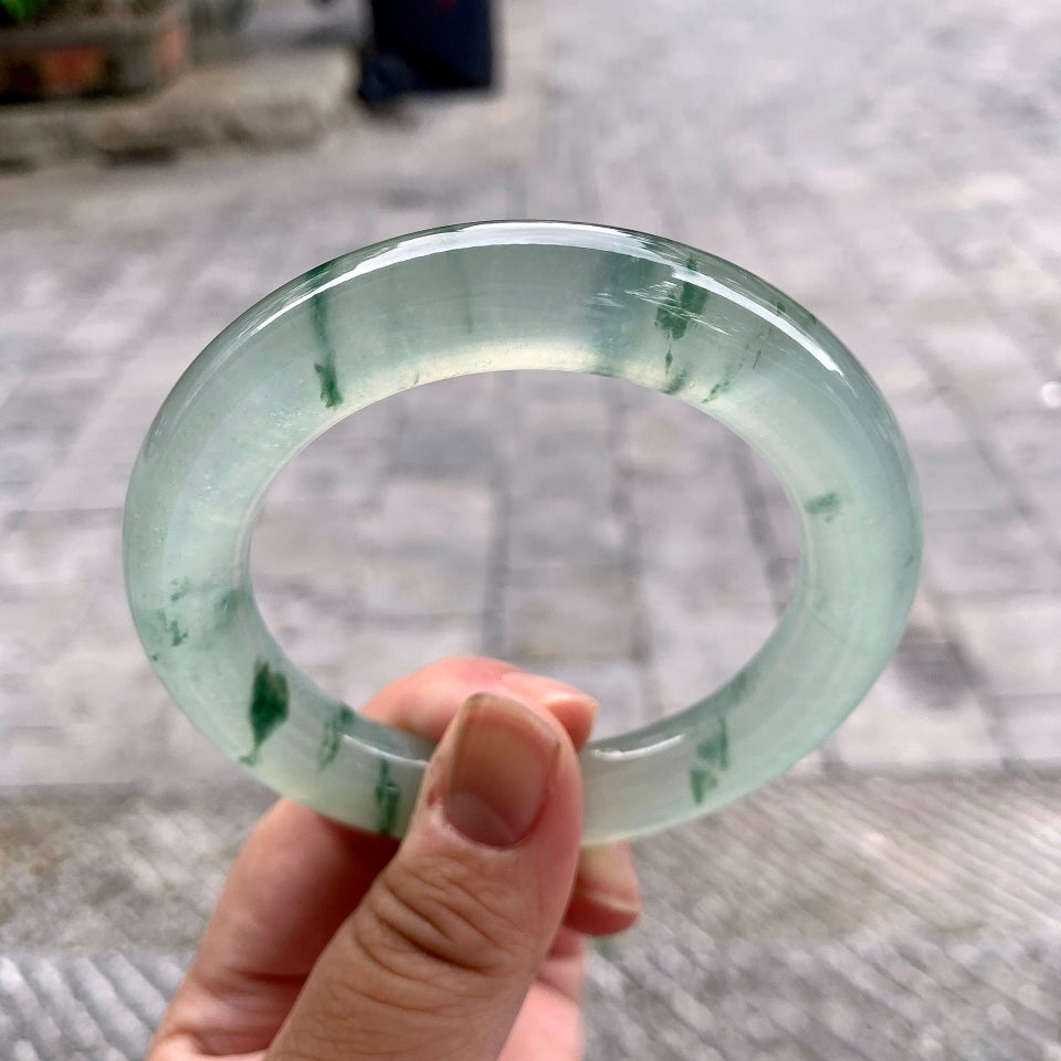 高冰飘花圆条手镯（57.3mm）（yc168593）