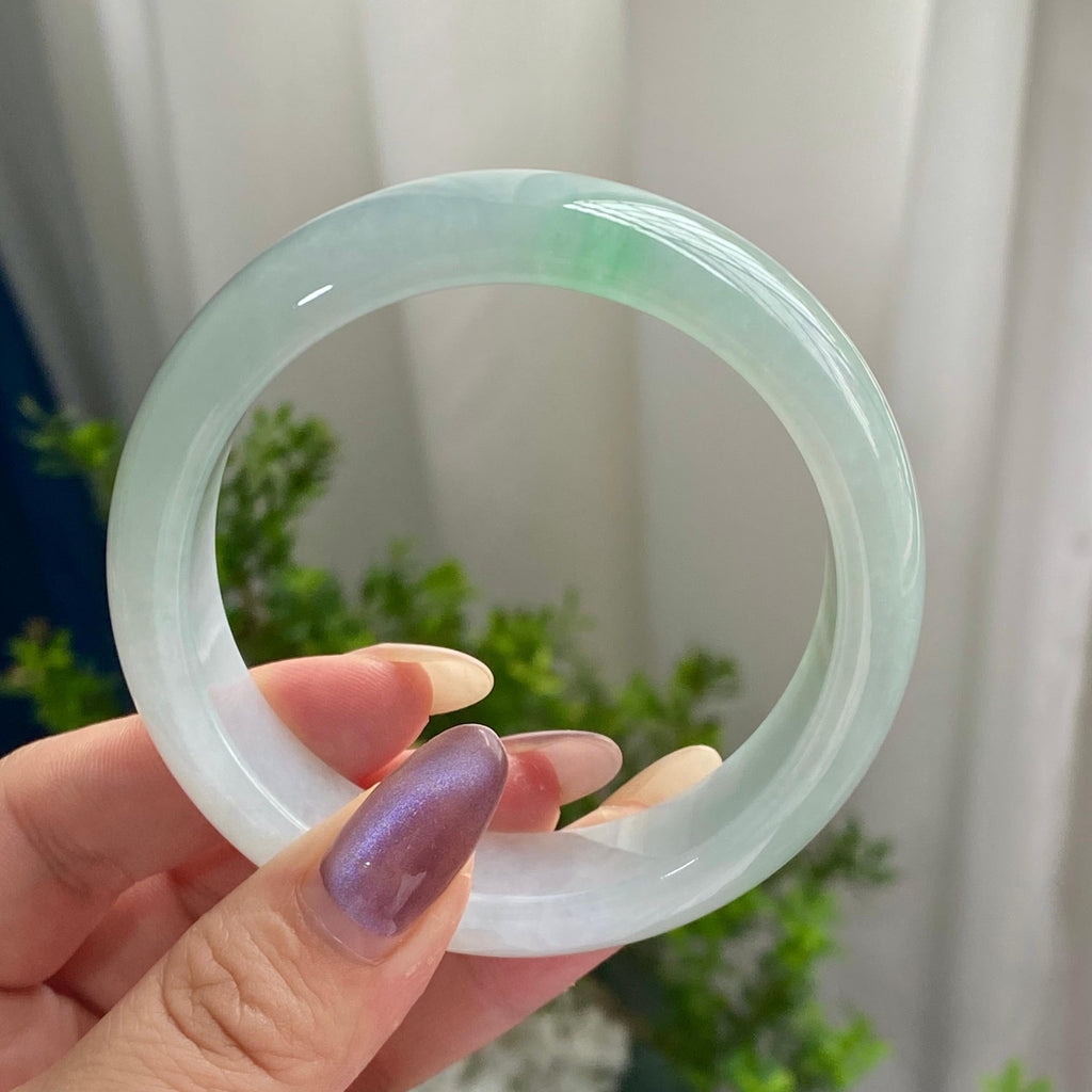 细糯种晴底飘花平安镯（57圈）（yc201910）