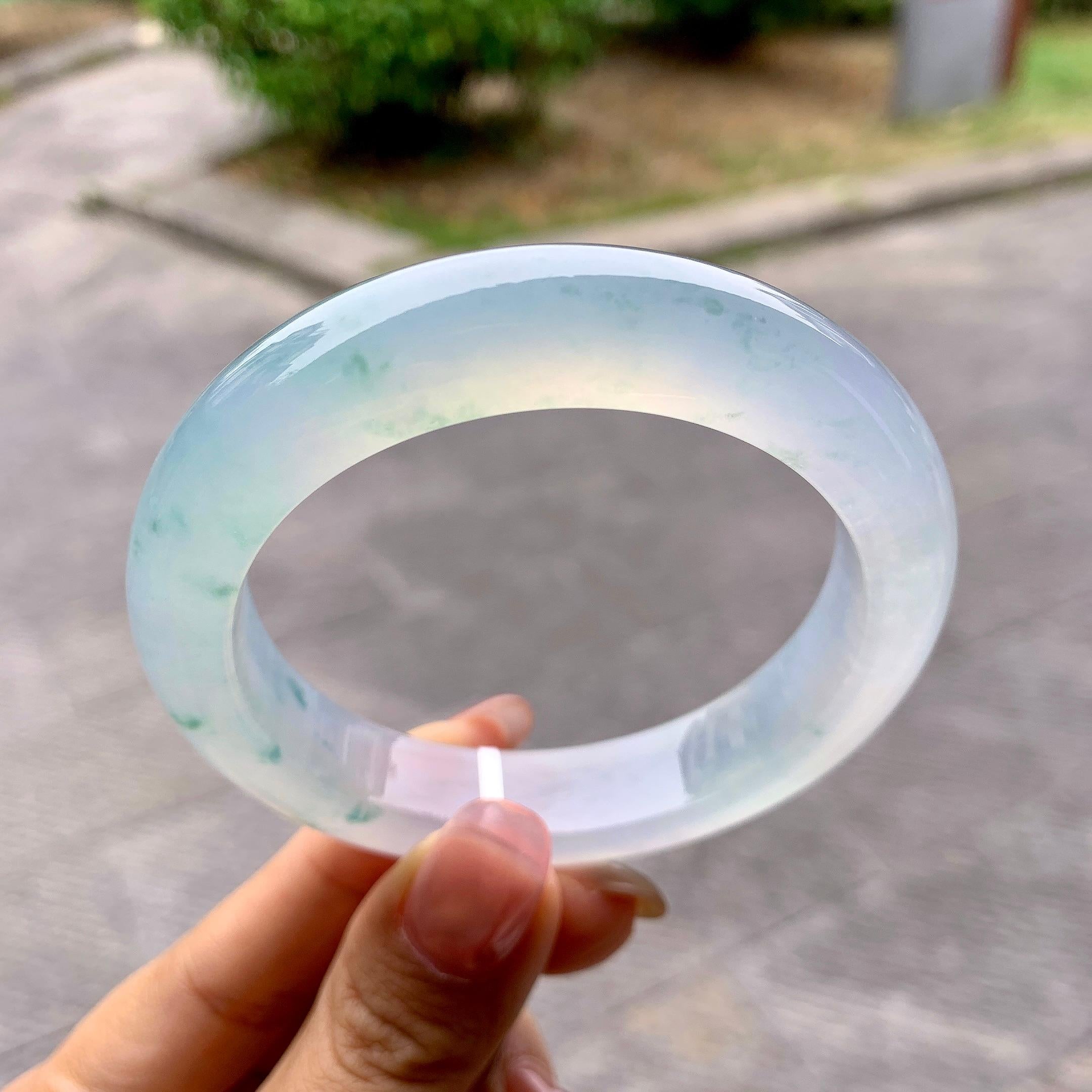 冰种飘花平安镯（55.3mm）（yc281523）