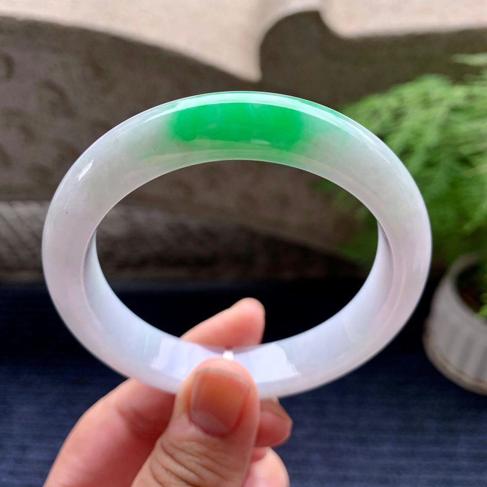 细糯种飘阳绿平安镯（59.8mm）（yc097818）