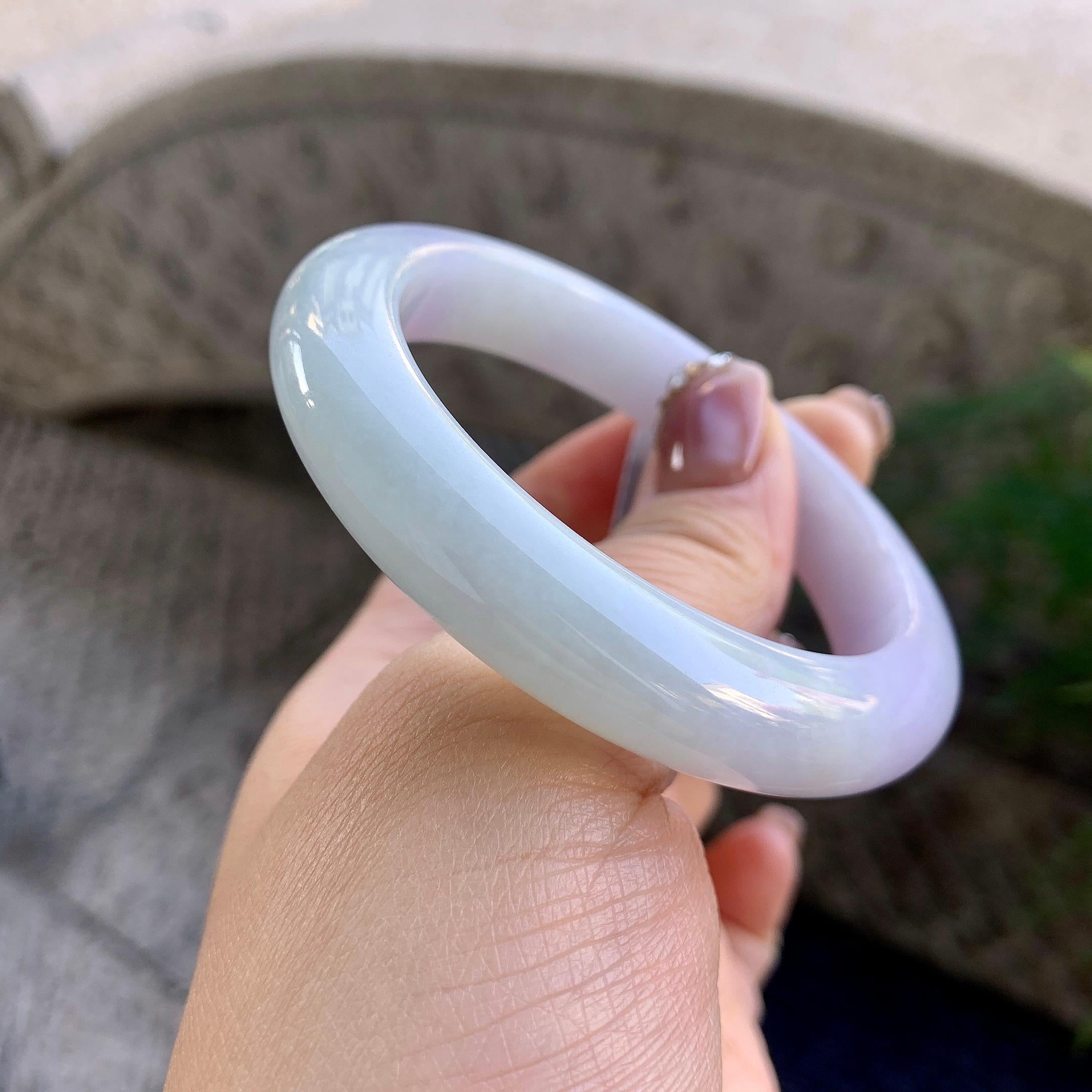 细糯种淡紫罗兰平安镯（54.5mm）（yc276205）