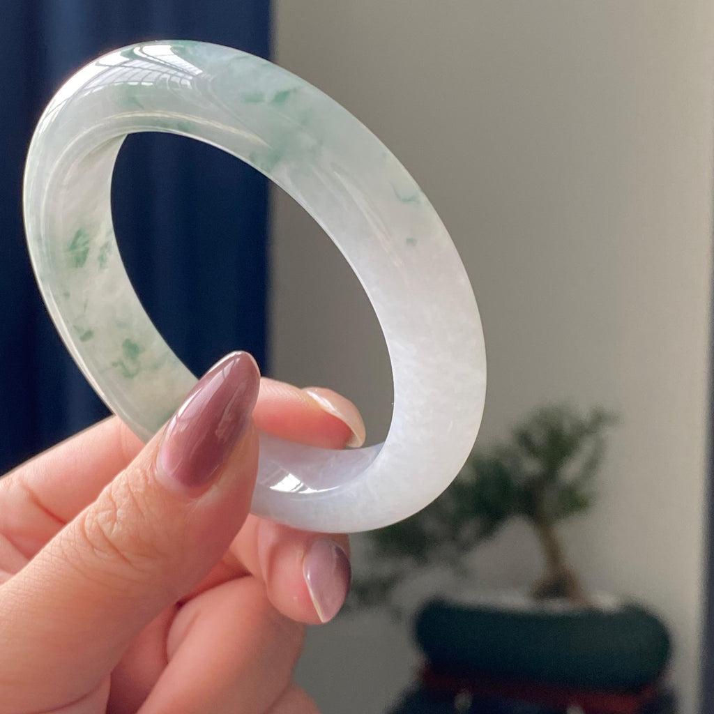 糯冰种飘花平安镯手镯（55圈）（yc195200）