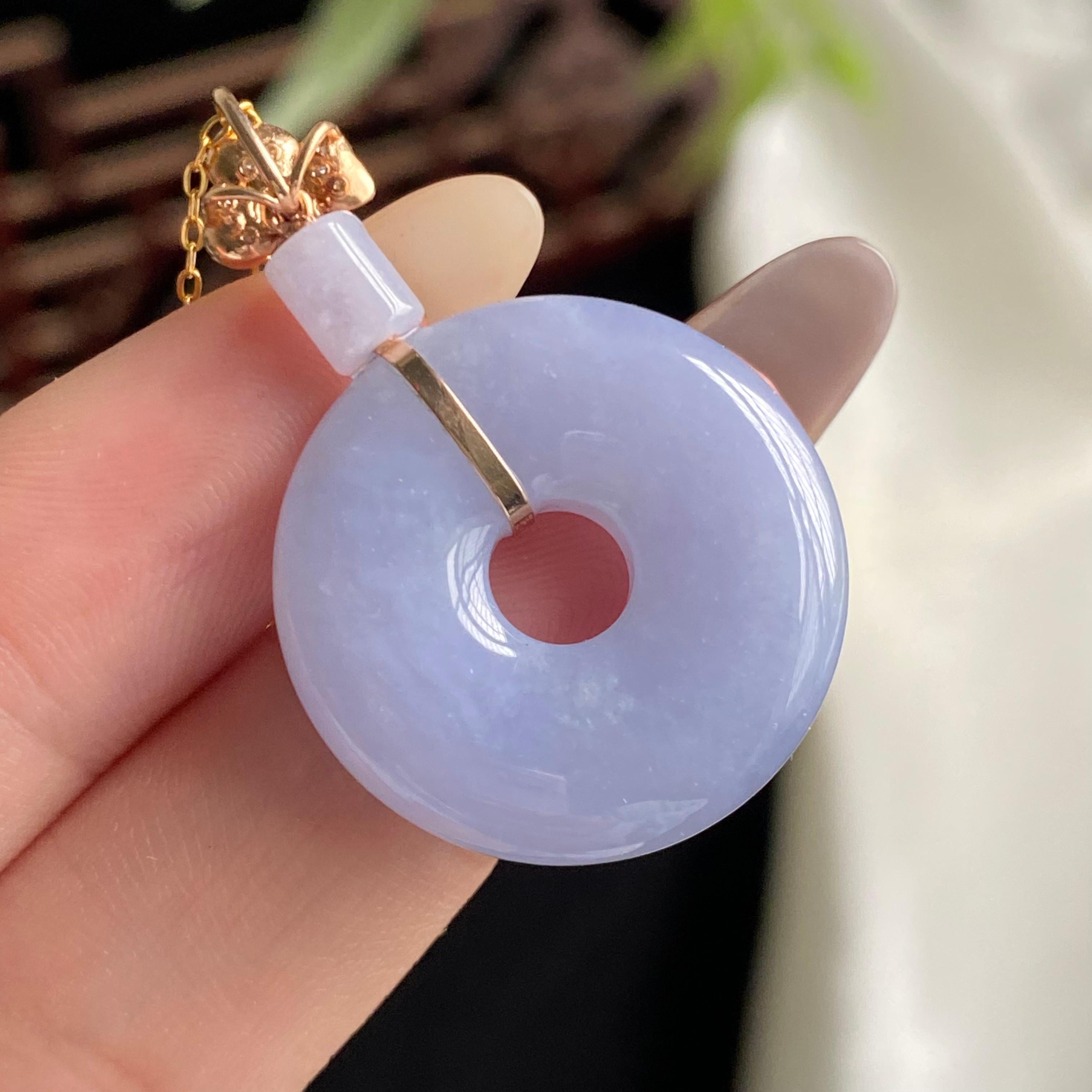 18k金钻镶细糯种紫罗兰甜甜圈吊坠（yc197327）