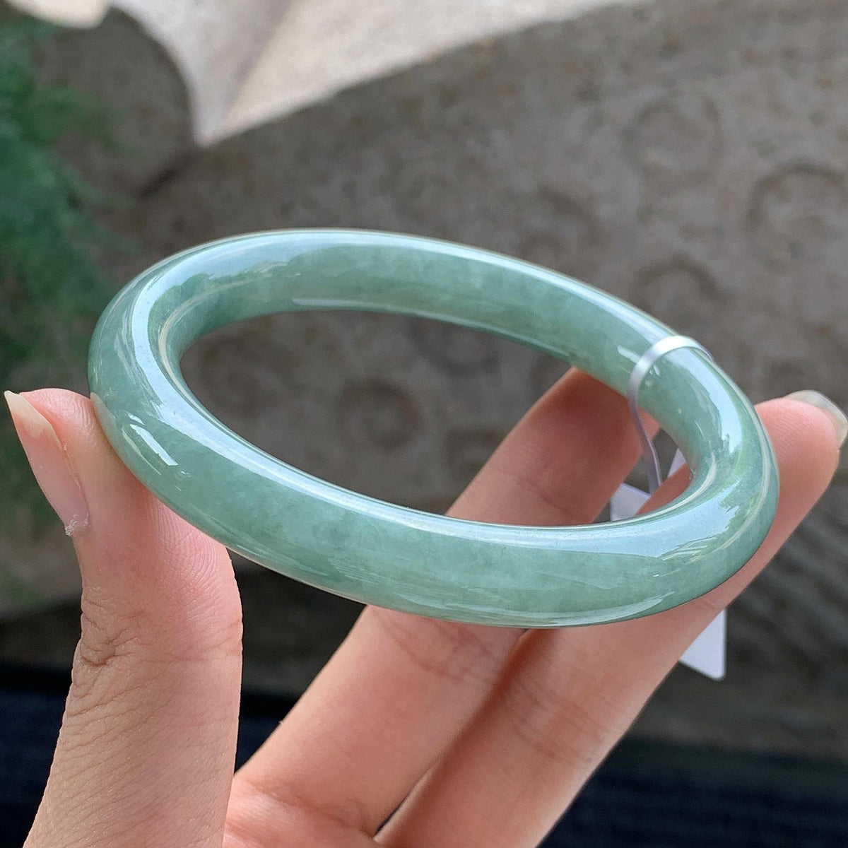 糯种 湖水绿圆条手镯 54.5圈 天然缅甸A货翡翠（yc699566）