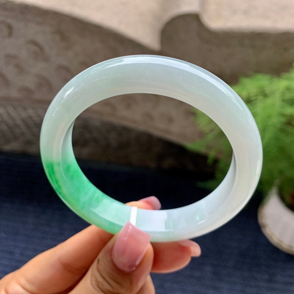 细糯种飘阳绿平安镯（58.4mm）（yc090087）