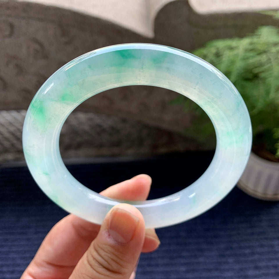 冰种飘花圆条手镯（62mm）（yc094207）