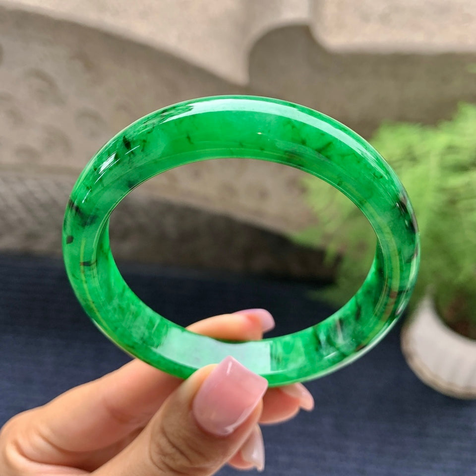 细糯种满绿平安镯（56mm）（yc090116）