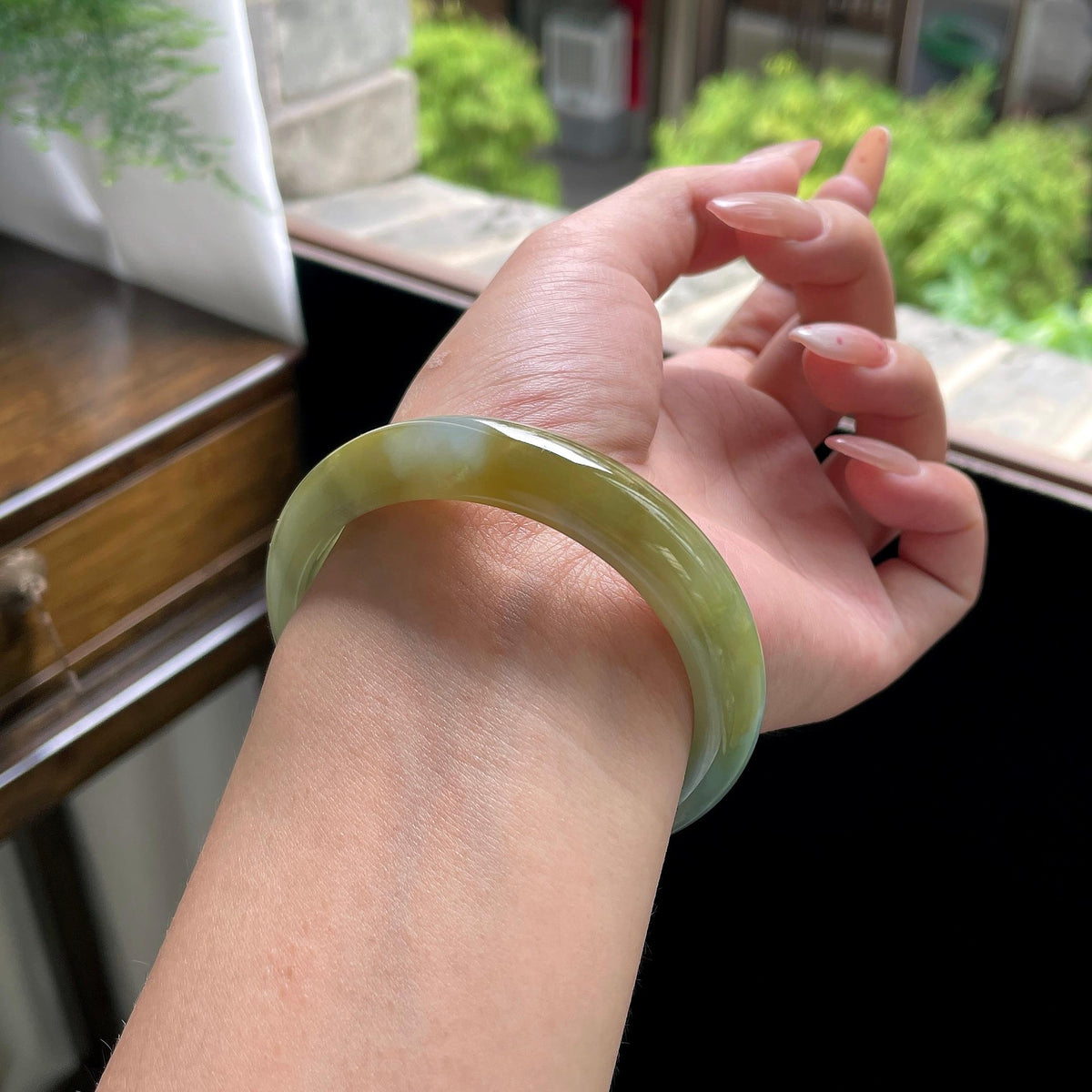 秒杀 细糯种黄翡正圈平安镯 56.3圈 天然缅甸A货翡翠（yc703320）