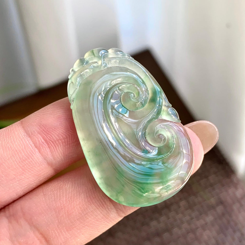 冰种飘花如意吊坠（yc265656）