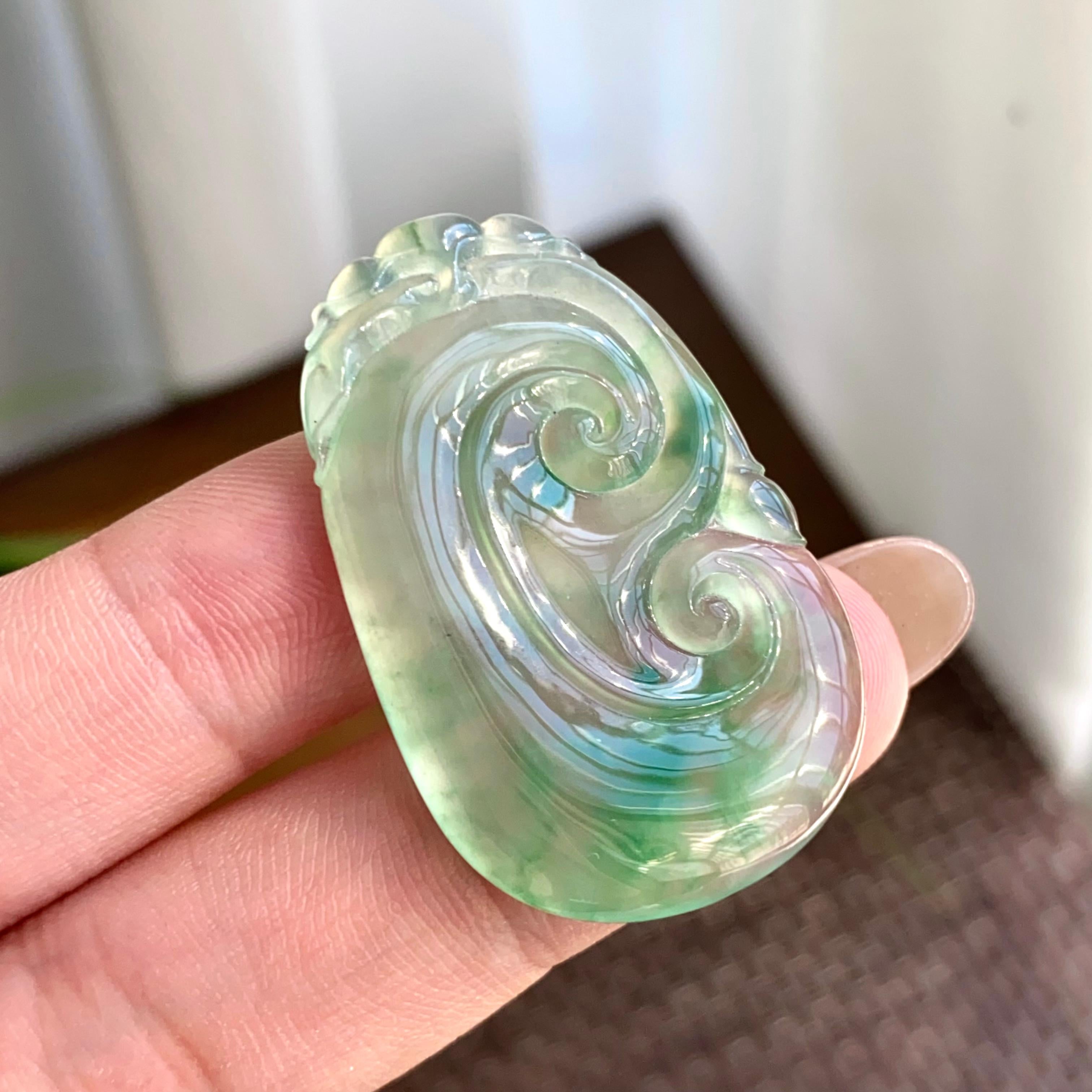 冰种飘花如意吊坠（yc265656）