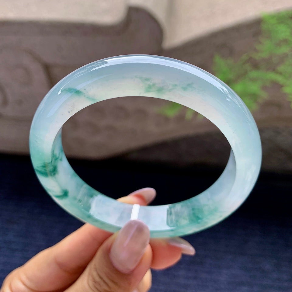 冰种飘花平安镯（57.6mm）（yc165878）