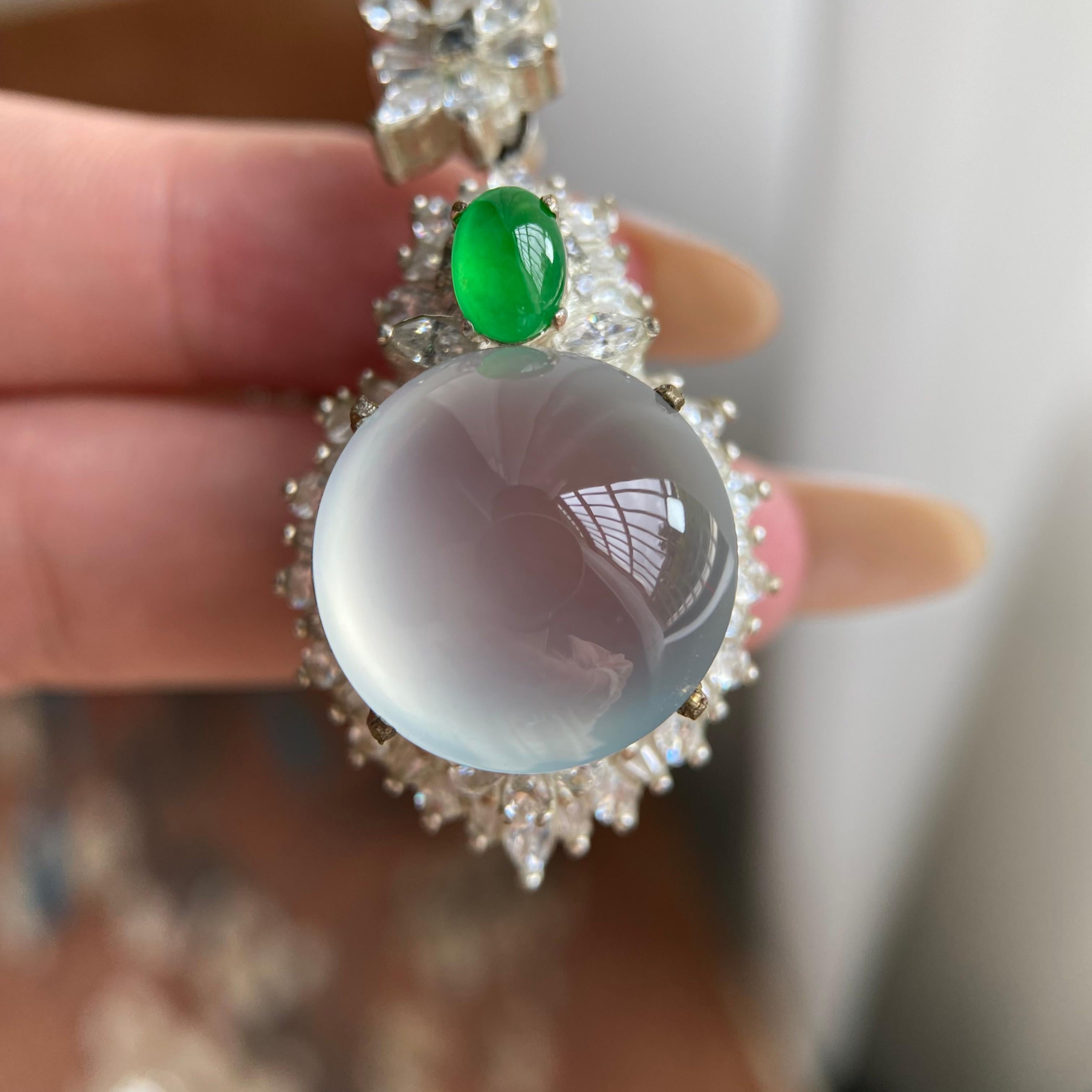 冰玻种白月光鸽子蛋吊坠裸石（yc223677）