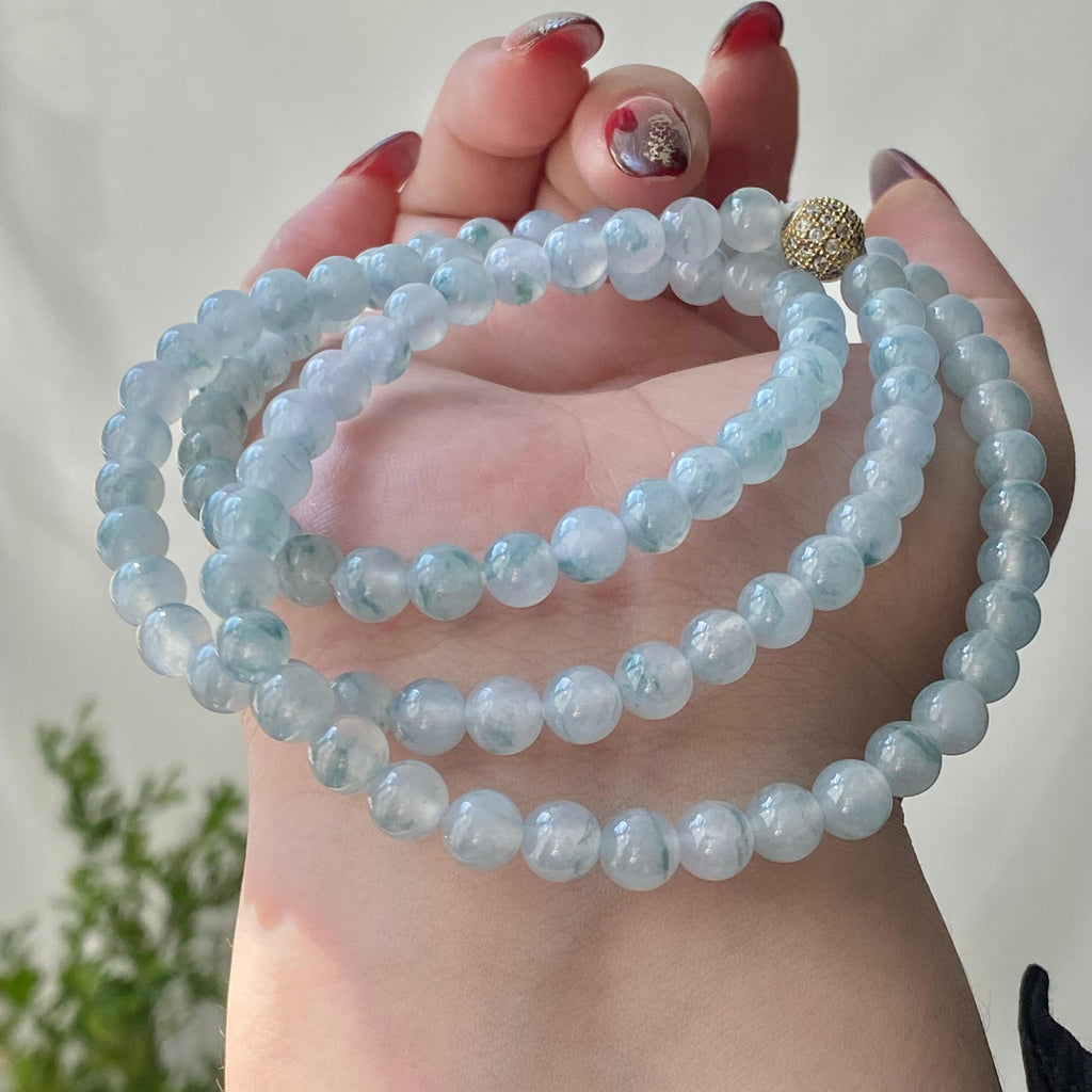 冰种蓝底飘花珠链（100颗）（yc213166）